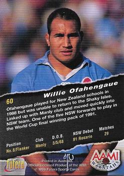 1996 Futera Rugby Union #60 Willie Ofahengaue Back